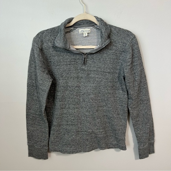 J. Crew Gray 100% Cotton Quarter Zip Pullover Sweatshirt Women’s Size Small - Picture 1 of 5
